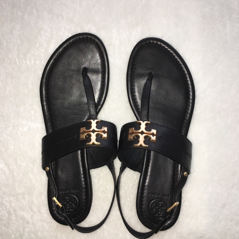 Tory Burch Everly T-Strap Flat Sandal - Perfect Black - Leather